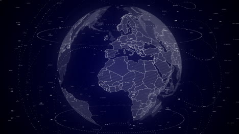 Digital-globe-rotating,-zooming-in-on-Algeria-country