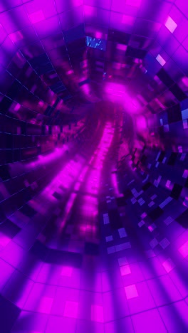 3d render loop animation of tunnel with glowing neon pattern