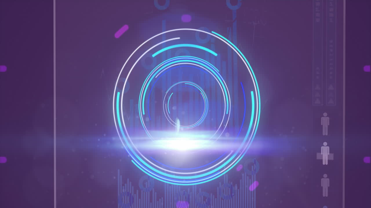 과학 그래프에 처리 원과 움직이는 빛의 애니메이션