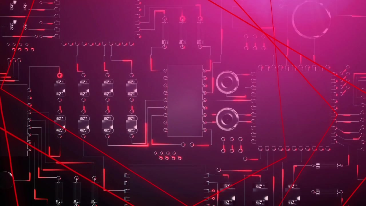 Animation of data processing on red background