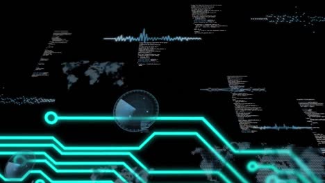 Animation-of-computing-data-processing-over-circuit-board