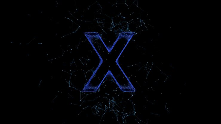 Digital Letter X Formed by Glowing Network Nodes