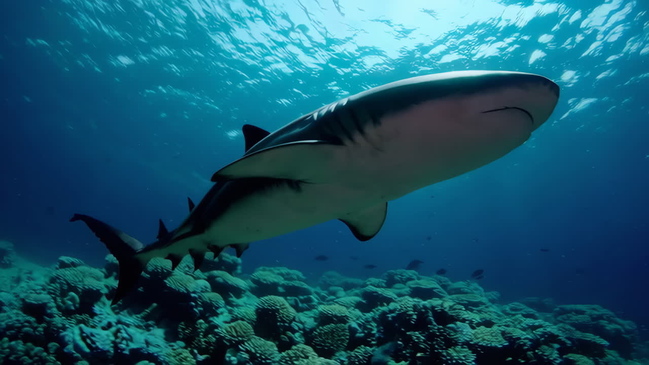 Shark in Coral Reef Underwater Scene
