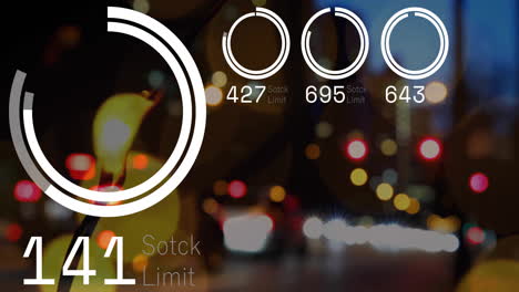 Animation-Der-Datenverarbeitung-Und-Diagramme-über-Dem-Stadtbild