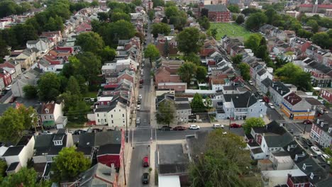 aerial flyover reveals downtown city of lancaster, pa pennsylvania