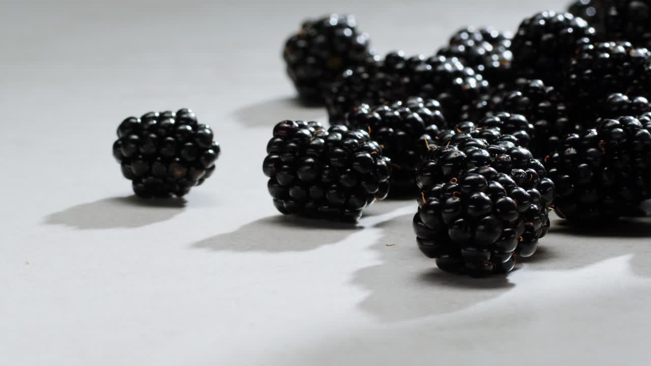 밝은 표면에 있는 블랙베리