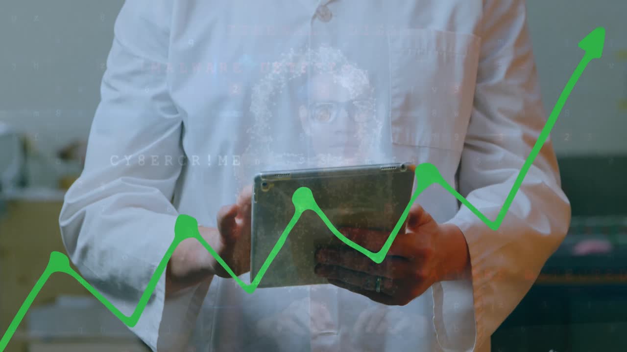 animación del gráfico financiero sobre el trabajador utilizando la tableta