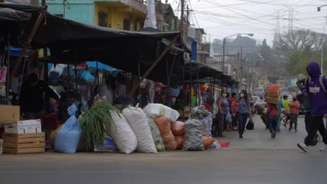 Busy Street Market in a Latin American City