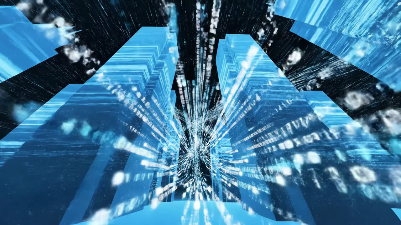 Abstract Blue Cityscape Tunnel