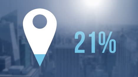 location pin and percentage over landscape