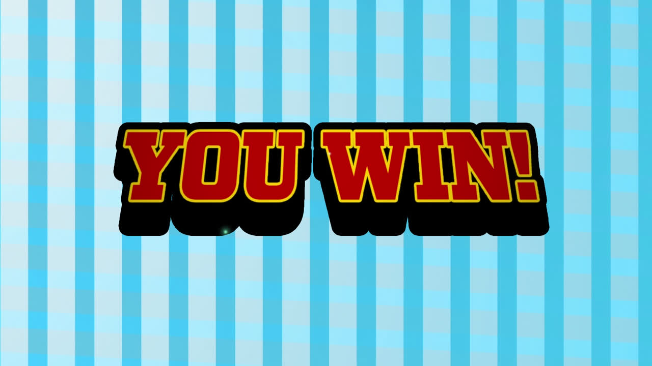 파란 줄무 배경에 대한 레트로 음성 거품 위에서 텍스트를 이기는 애니메이션