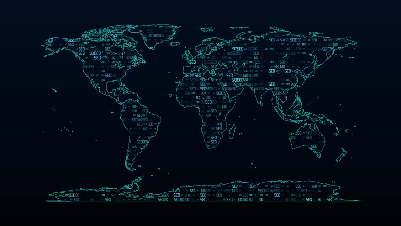 Digital World Map Composed of SEO Text Elements