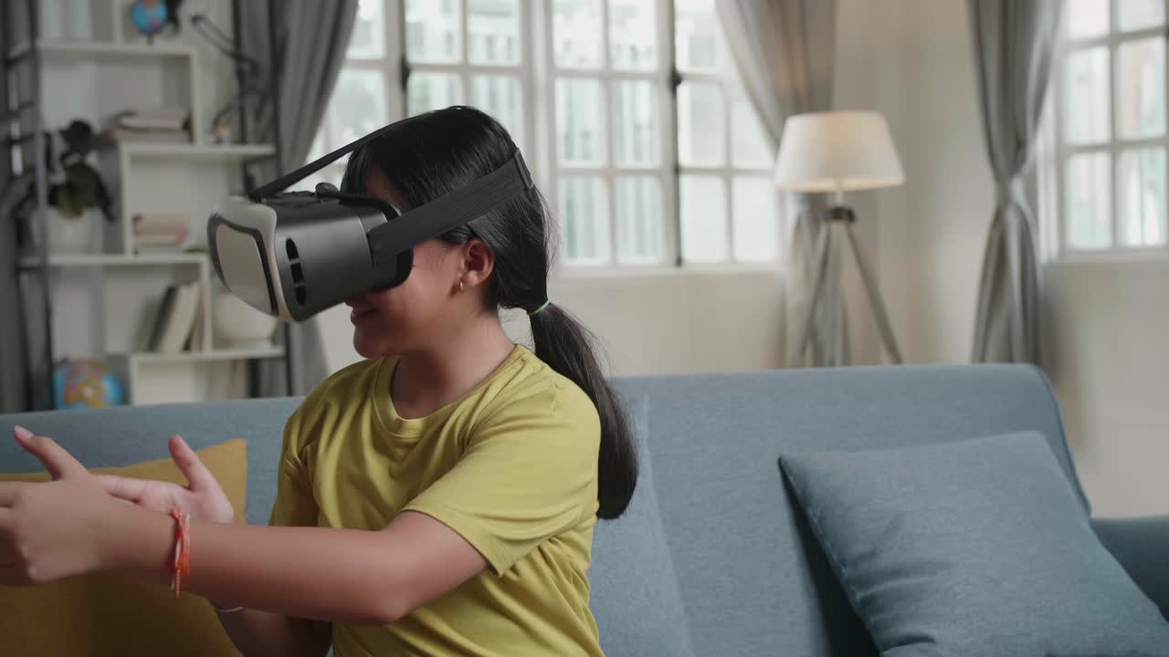 Girl using VR headset