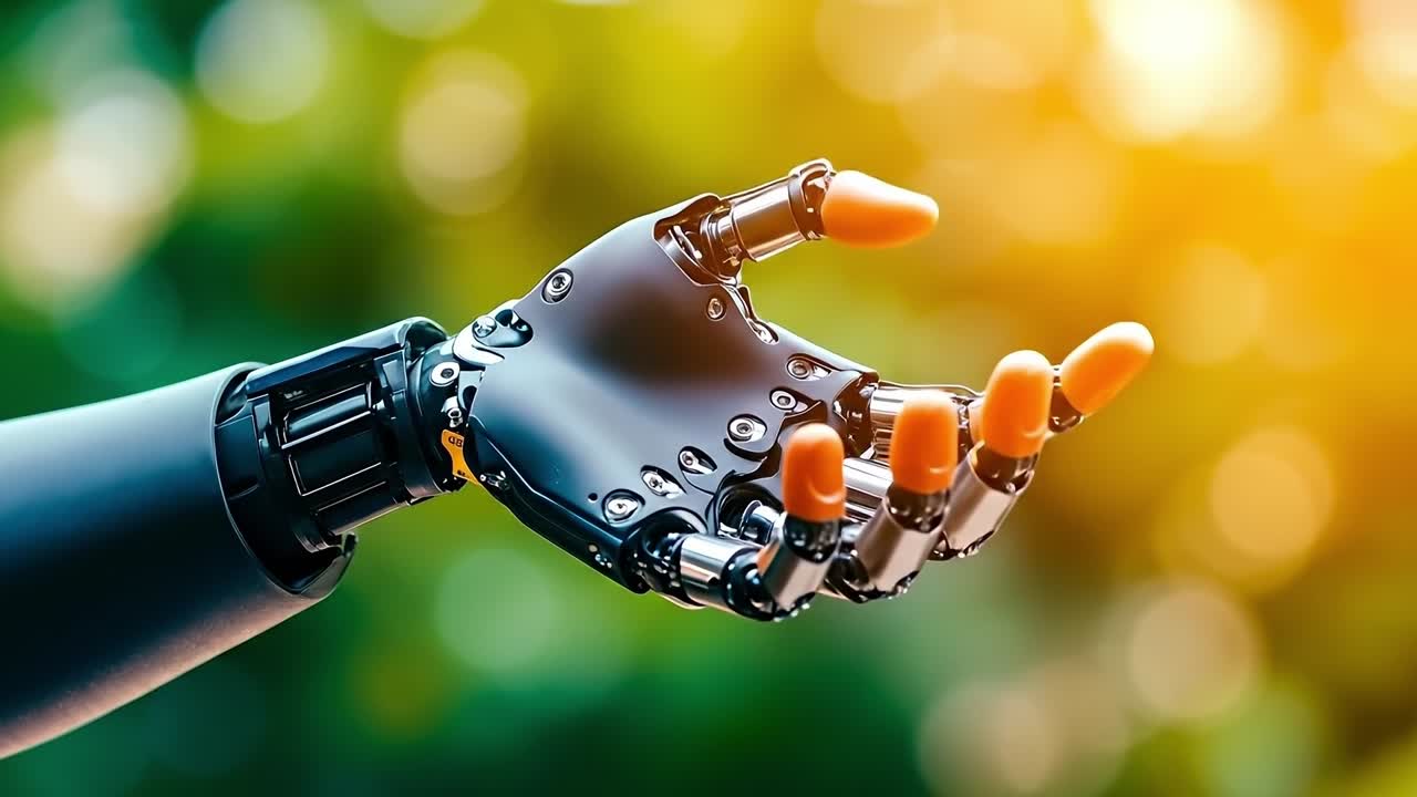 A robotic hand reaching out to touch something