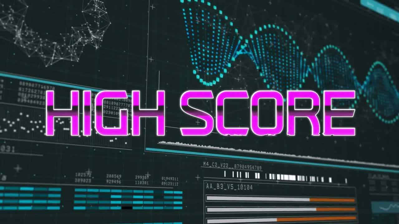 Animation of high score text over digital interface