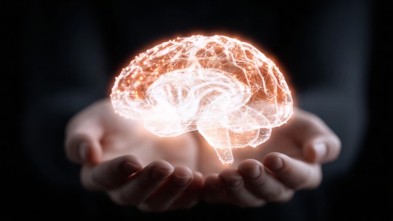 A Stunning Visualization of the Human Brain Represented by Ethereal Light and Energy, Captured in Two Distinct Frames Illustrating Its Complexity and Wonder