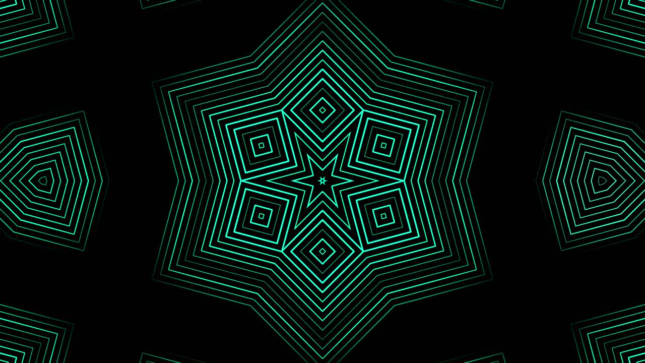 검은색 배경에 푸른색 기하학적 별 모양