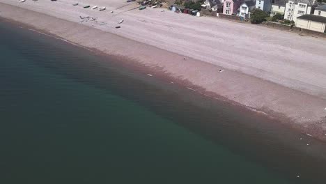 Aerial-footage-along-the-Budleigh-Salterton-Jurassic-Coastline,-STATIC-CROP