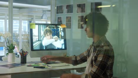 young man working in a creative office