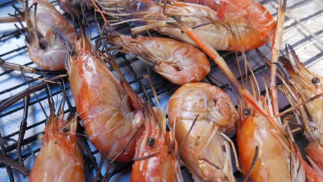 grill cooked red river prawn ready to serve in thailand fish market