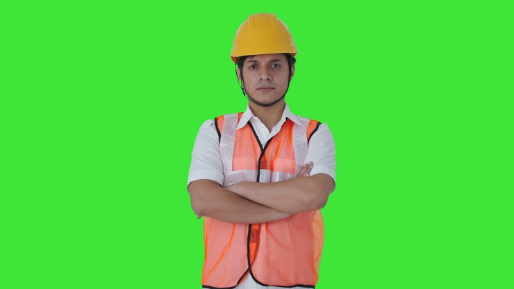 retrato de un arquitecto indio confiado pantalla verde