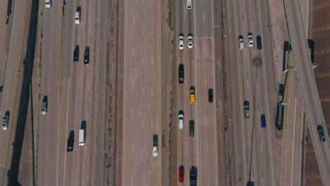 Birds-eye-view-of-traffic-on-59-South-and-North-freeway-near-downtown-Houston