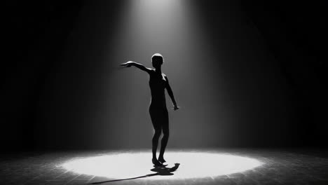 silhouette of a woman dancing under a spotlight