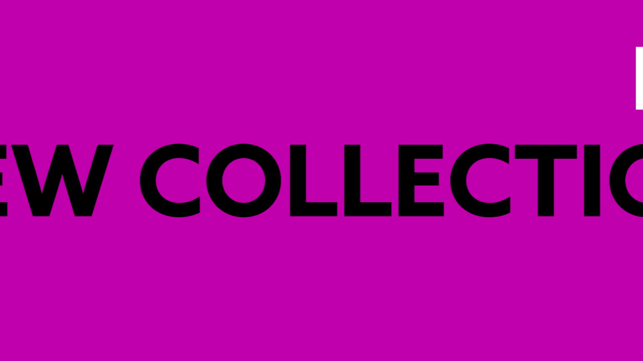 animación de texto nueva colección en blanco y negro moviéndose y distorsionando en turquesa luego rosa