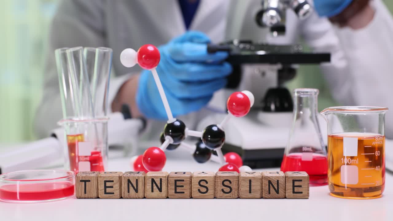 Unsur Kimia Tennessine Dieja dengan Model Molekul di Laboratorium