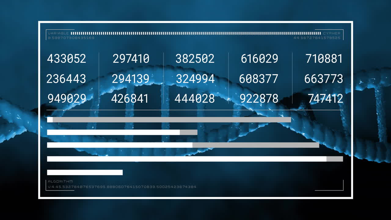 Animation of data processing over dna strand