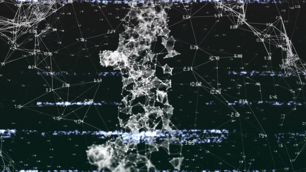 검은색 배경에 데이터 처리 및 dna  ⁇ 의 애니메이션