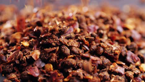 close up of red pepper flakes