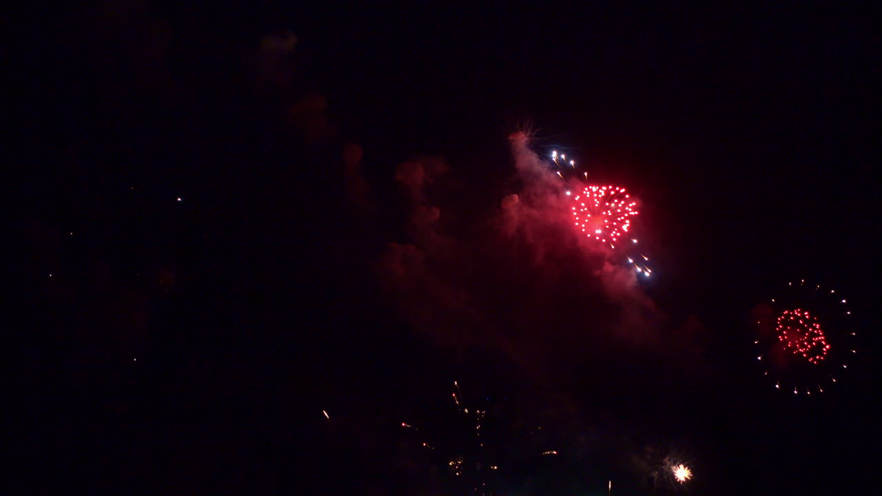 hermosa y colorida exhibición de fuegos artificiales en la noche