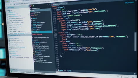 close-up view of a computer screen displaying code