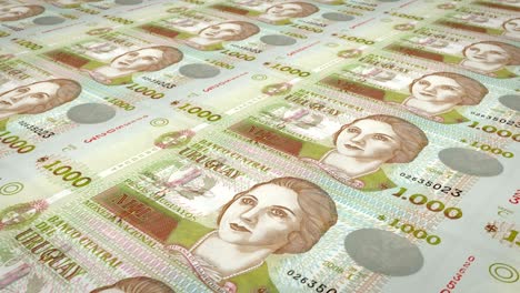 banknotes of one thousand uruguayan peso of uruguay, cash money, loop