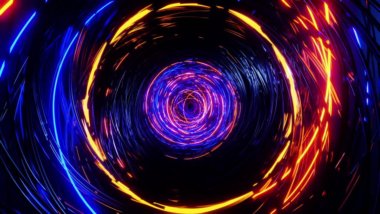 Flying through flashing rings. Infinitely looped animation.