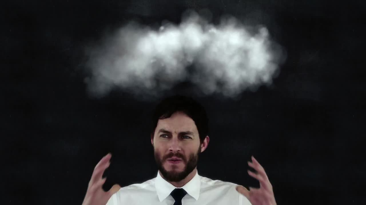 머리에 손을  ⁇ 고 있는 스트레스를 받은 사업가