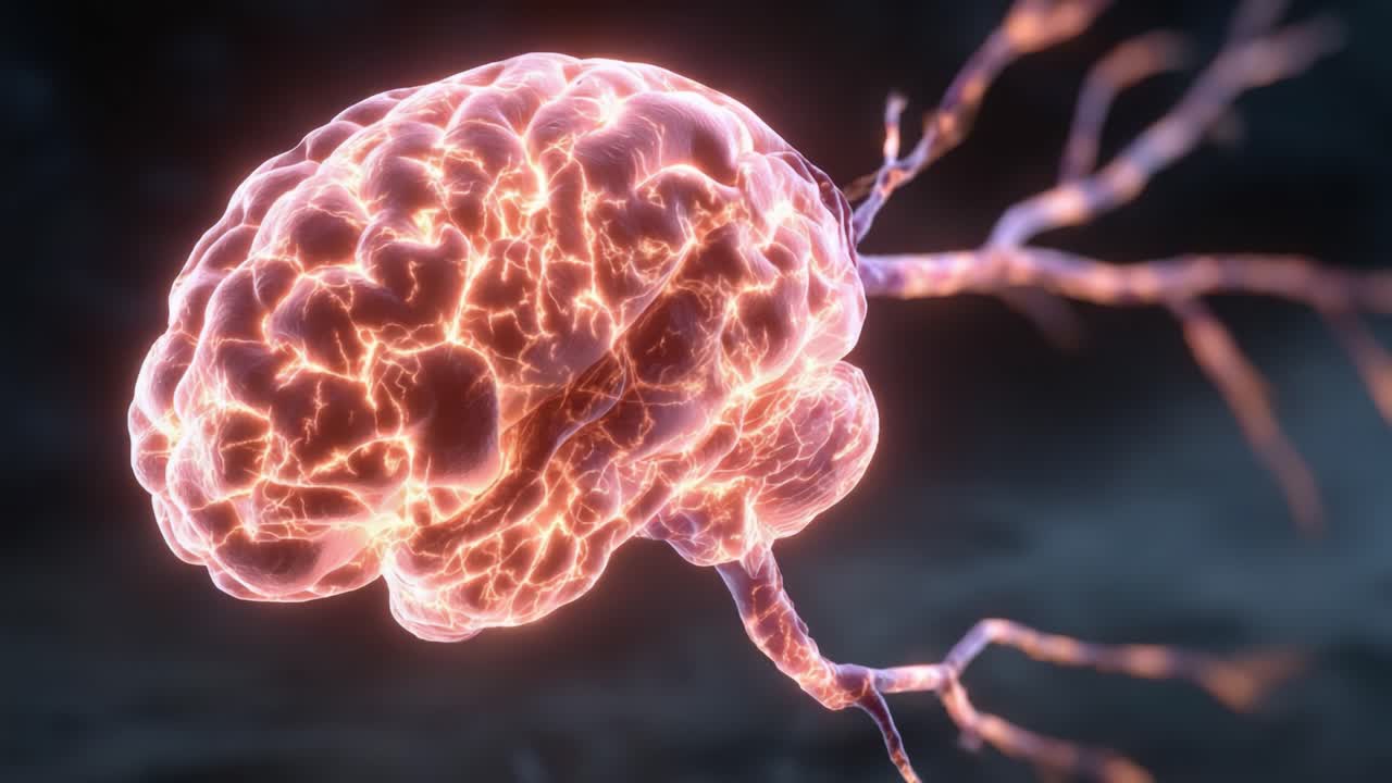Intricate Visualization of a Human Brain with Energetic Neural Pathways Illuminating the Complexities of Cognitive Function and Connectivity