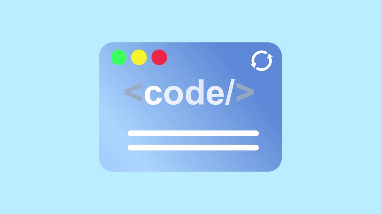 Animated Coding Window Typing Code on Light Blue Background