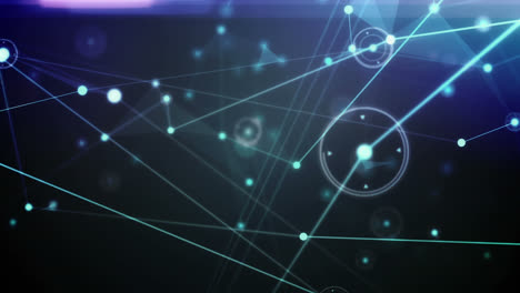 animación de puntos y círculos conectados con líneas que se mueven en un fondo abstracto