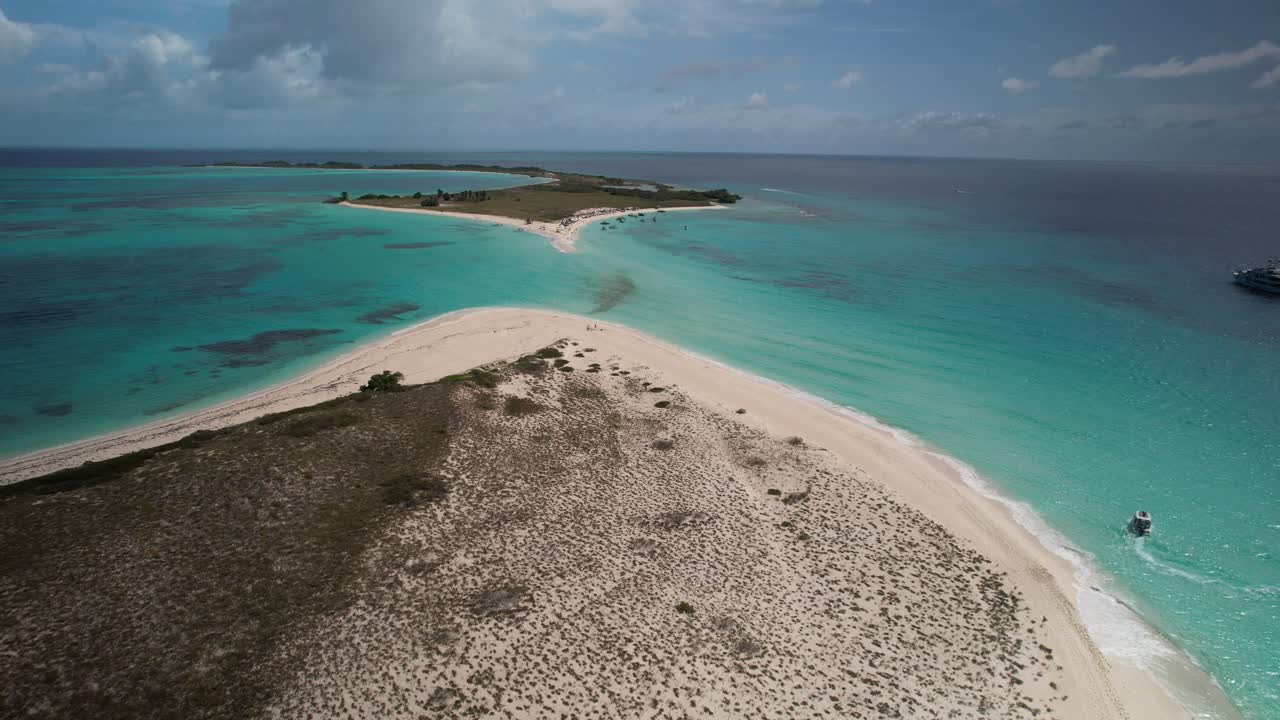 A serene island surrounded by turquoise waters in los roques, venezuela, aerial view