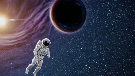 astronaut in space near a black hole