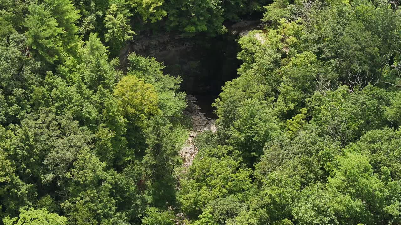 Aerial view of dry water fall in Upstate New York