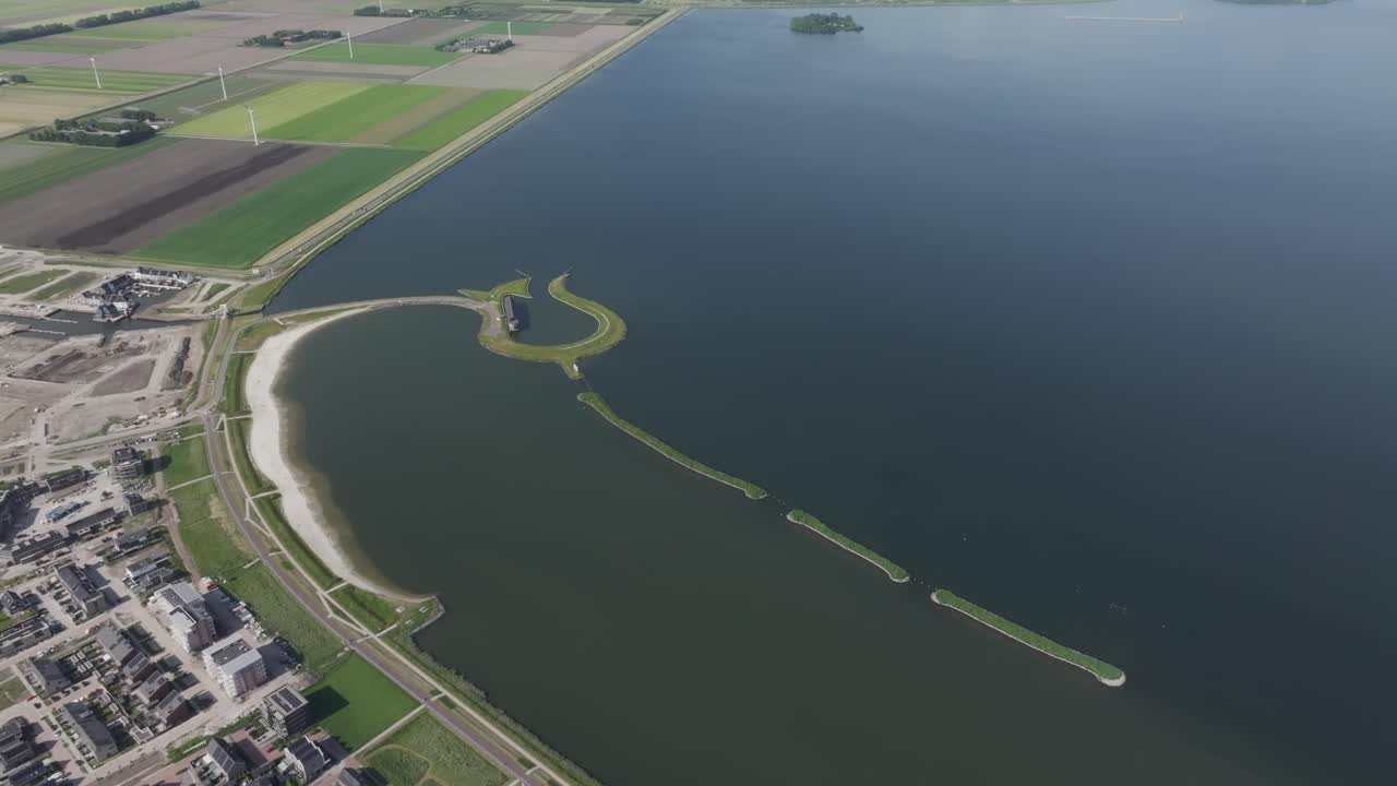 Panorama view of tulip shaped island &amp;quot;tulpeiland'' zeewolde, aerial