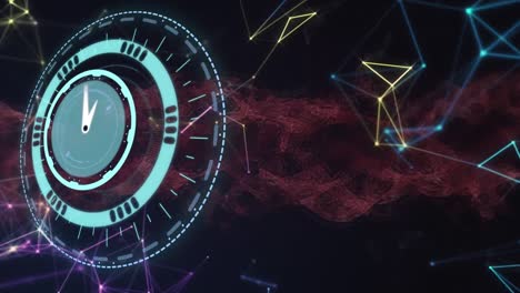 animación del reloj sobre la red de conexiones