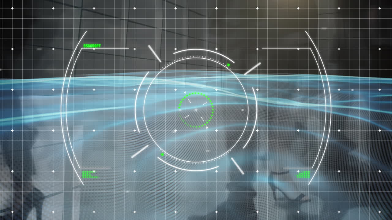 걸어다니는 사업가들 위에서 금융 데이터 처리의 애니메이션