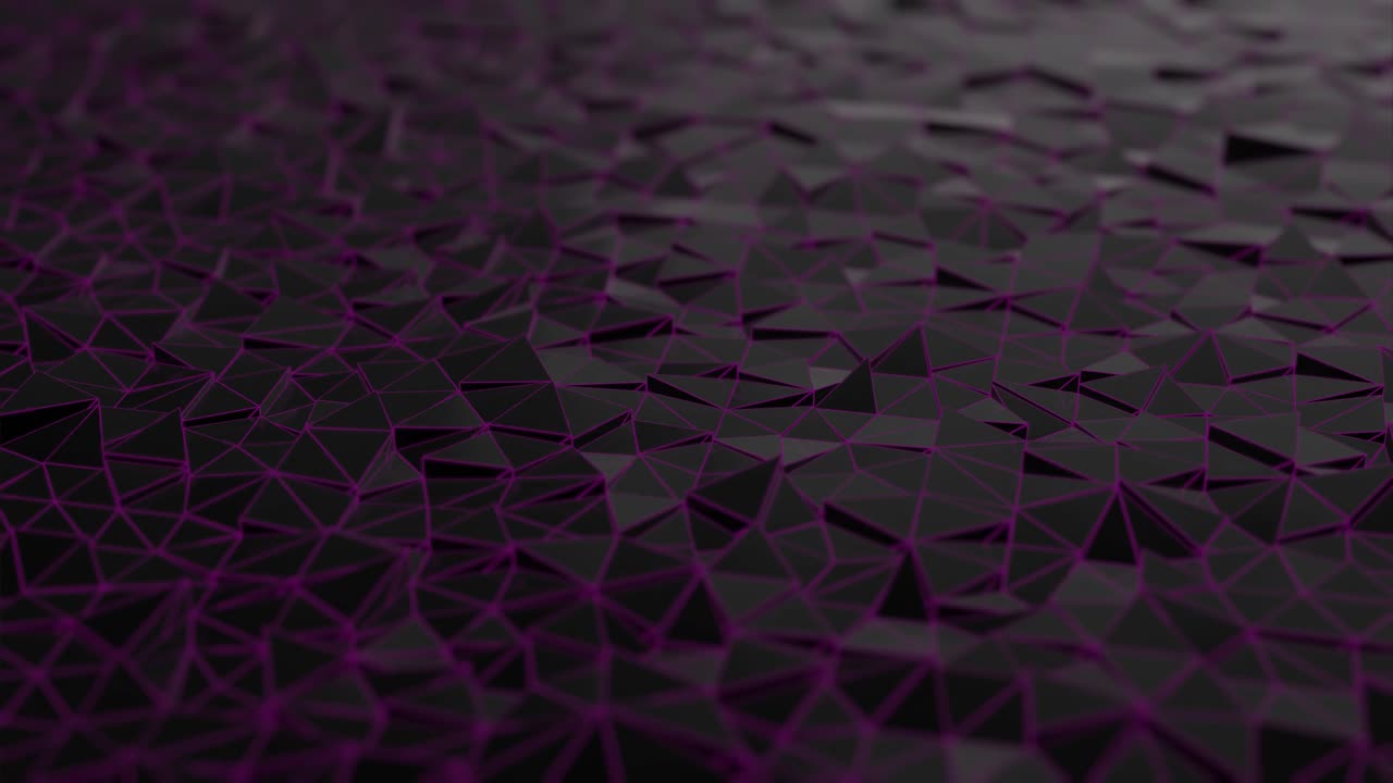 Low-poly dark waving surface with glowing light