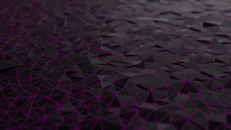 Low-poly-dark-waving-surface-with-glowing-light
