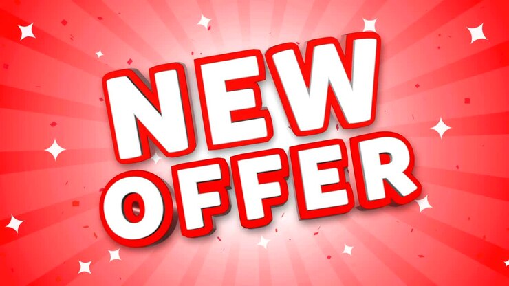 New Offer 3D Text on Falling Confetti Background.