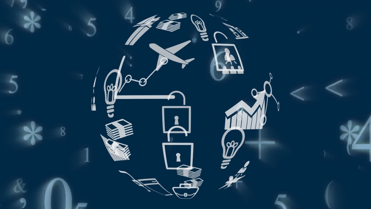 응용 프로그램 아이콘과 기호를 가진 숫자